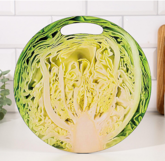 Доска разделочная дерево Круг Капуста D-255мм Арт-7373988