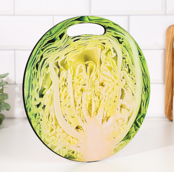 Доска разделочная дерево Круг Капуста D-255мм Арт-7373988