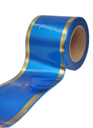 Лента Золот полоса 10см*50ярд Синяя