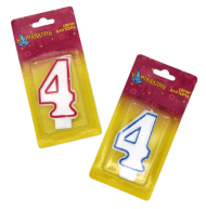 Свеча Цифра 4 Красная-Синяя окантовка 403514