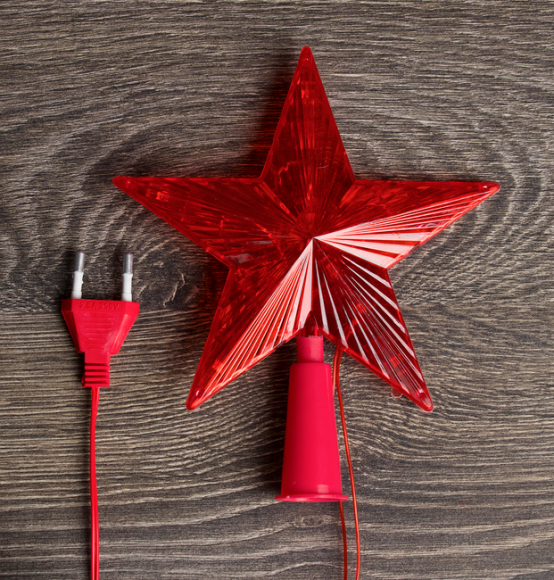 Верхушка на ёлку Звезда светодиодная 15см Арт-3612318 (провод 2м)