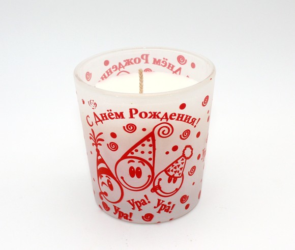 Свеча Хамелеон в Стекле Смайлы арома Роза 3229