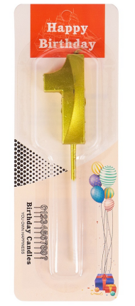 Свеча Цифра 1 Золотой Стиль Арт-2964