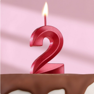 Свеча Цифра 2 Грань Красный металлик Арт-5928506