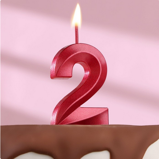 Свеча Цифра 2 Грань Красный металлик Арт-5928506 Свеча Цифра 2 Грань Красный металлик Арт-5928506