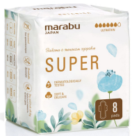 Прокладки гигиенические Marabu Botanica супер 8шт Арт-SP-071