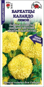 Цветы Бархатцы Каландо Лимон ЦВ/П (СОТКА) 0,2гр однолетник прямостоячие 25-35см