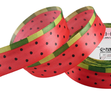Лента Атласная с рисунком 25мм*25ярд Арбуз Лента Атласная с рисунком 25мм*25ярд Арбуз