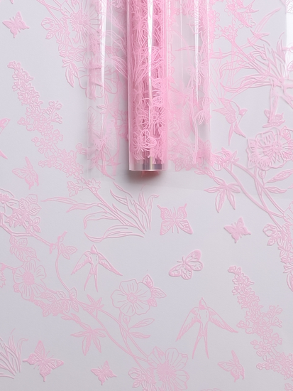 Пленка прозрачная с рисунком Ласточки Розовый Жемчуг 60см/8м