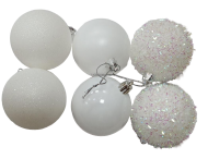 Елочное украшение Шары (6см/24шт) Белый Перламутр №11