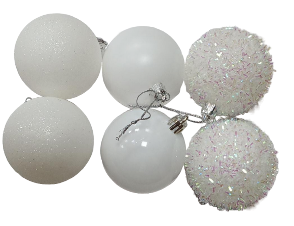 Елочное украшение Шары (6см/24шт) Белый Перламутр №11
