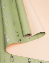 Пленка матовая Серебряными надписями Оливка/Персик 60см/10м