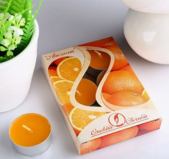 Свеча гильза Ароматизир Апельсин Набор 6шт*12гр