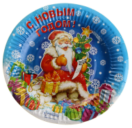 Тарелка бумажная С Новым годом (1уп/6шт) D-18см 301626