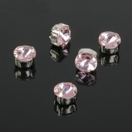 Стразы в цапах 8*8мм Розовые в Серебре (1уп/5шт) 2328341