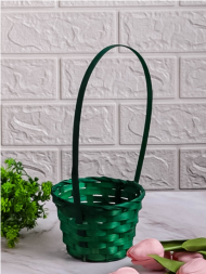 Корзина плетеная Бамбук D-13/H-9.5/28см Зелёная