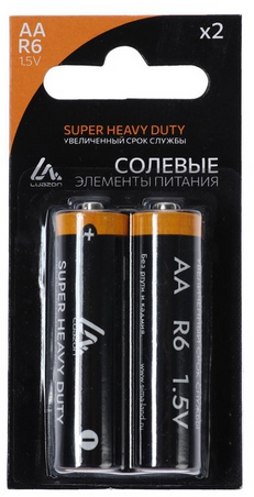 Батарейка пальчиковая LuazON Heavy Duty АА солевая (1уп/2шт) Цена за 1шт