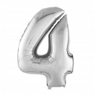 Шар ЦИФРА фольгированный № 4 40"102см Серебро