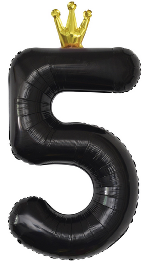 Шар ЦИФРА фольгированный № 5 40"102см Чёрный с короной Шар ЦИФРА фольгированный № 5 40"102см Чёрный с короной