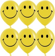 Шар латексный 12/30см пастель Смайл желтый 1уп/25шт