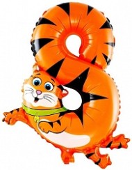 Шар ЦИФРА фольгированный № 8 36см Кот Арт 1207-1690