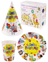 Набор бумажной посуды Праздник у зверят 6 персон Арт-6234