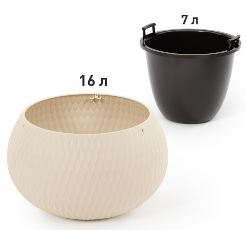 Горшок Жемчужина подвесной 7лит Бежевый М-8725 (с подвесом - трос)