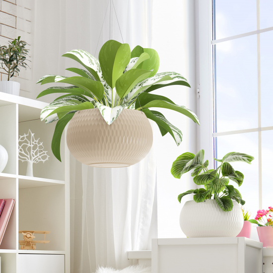 Горшок Жемчужина подвесной 7лит Бежевый М-8725 (с подвесом - трос)