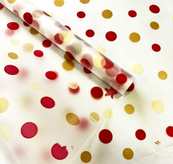 Пленка Трехцветный Горох Картопак Крем-золото-красный 70см/200гр