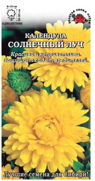 Цветы Календула Солнечный луч ЦВ/П (СОТКА) 0,5гр лекарственная однолетник 40-45см