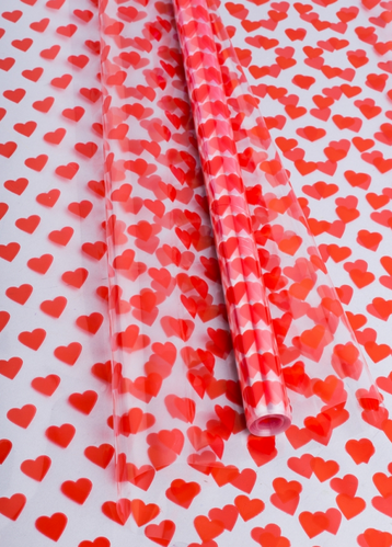 Пленка прозрачная с рисунком Сердца15 Красная 70см/8м Пленка прозрачная с рисунком Сердца15 Красная 70см/8м