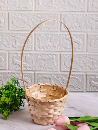 Корзина плетеная Бамбук D-13/H-9.5/28см Натуральная