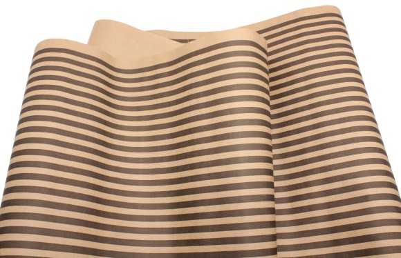 Бумага крафт Полоски черный на коричневом 70см*8,5м