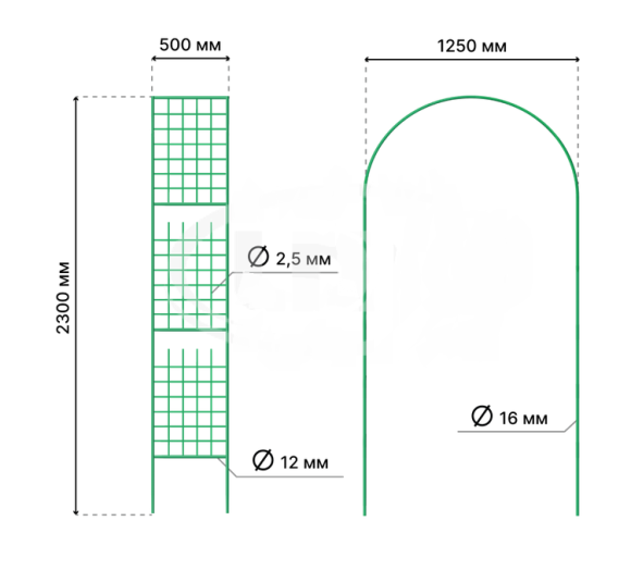 Арка садовая разборная Сетка 230×125×50см металл Арка садовая разборная Сетка 230×125×50см металл