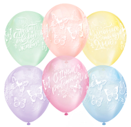 Шар латексный 12/30см кристалл Яркие бабочки 1уп/25шт Арт 711494