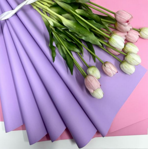 Пленка Листами Матовая двухсторонняя Сакура-Сиреневая 58/58см (1уп/10шт) Цена за лист Пленка Листами Матовая двухсторонняя Сакура-Сиреневая 58/58см (1уп/10шт) Цена за лист