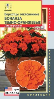 Цветы Бархатцы Бонанза Тёмно-Оранжевые ЦВ/П (ПЛАЗМА) 10шт однолетник 25-30см