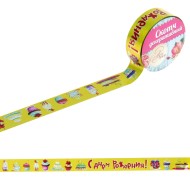 Скотч декоративный гологр. Торт С ДР 1,5см*10м 885638