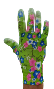 Перчатки прорезиненные Женские Гламур Зелёные Арт-505 (1уп/12пар)