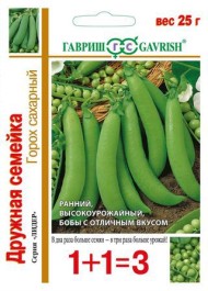 Горох 25гр Дружная семейка сахарный ЦВ/П (ГАВРИШ) серия 1+1 скороспелый до 70см Горох 25гр Дружная семейка сахарный ЦВ/П (ГАВРИШ) серия 1+1 скороспелый до 70см