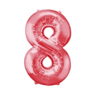 Шар ЦИФРА фольгированный № 8 16"41см Красный