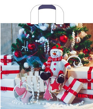 Сумочка пакет п/э 380*340мм Снежный гость Арт-56771