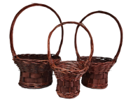 Корзина Набор Плетеных ИВА 3шт Шляпка Коричневые D-19/23/27см