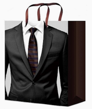 Сумочка пакет картон 264*327*80мм Стильный костюм Арт-0381