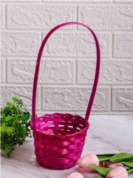 Корзина плетеная Бамбук D-13/H-9.5/28см Розовая