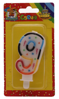 Свеча Цифра 9 Разноцветная 1223