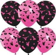 Шар латексный 12/30см пастель 18+ черный/фуше 1уп/25шт Арт 711636