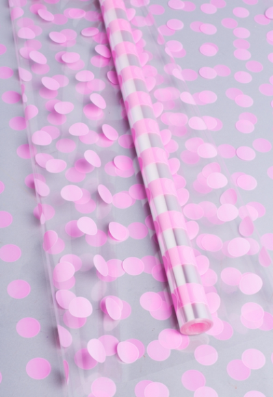 Пленка прозрачная с рисунком Горох-18 Розовый 70см/8м