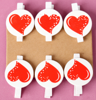 Прищепка Сердечки Арт-10063009 (1уп/6шт) Цена за штуку