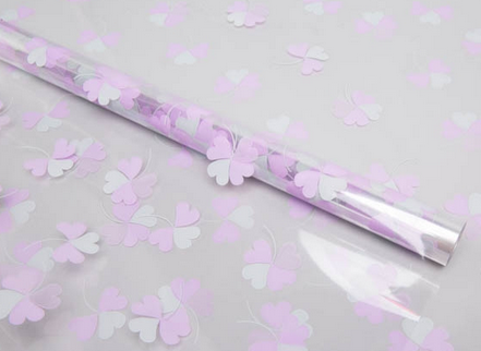 Пленка прозрачная с рисунком Клевер Серый-Жемчуг Светло-Сиреневый 70см/8м Пленка прозрачная с рисунком Клевер Серый-Жемчуг Светло-Сиреневый 70см/8м